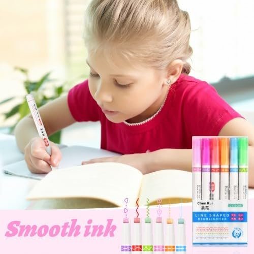 Dokeno 6 Pièces Surligneur de Courbe, Surligneurs Pointe Roller Tip, Stylo Marqueur Fluorescent, Surligneurs 6 Couleurs, Surligneur Pastel, Marqueurs à Séchage School Office Supplies et DIY Marqueurs – Image 8