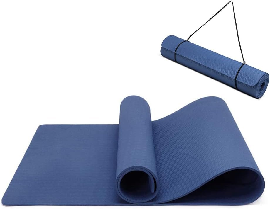 Oak & Tea Tapis de yoga épais antidérapant pour femme/homme, tapis d'exercice pour la salle de sport à la maison avec sangle de transport, tapis d'entraînement en TPE respectueux de l'environnement pour yoga, méditation, pilates 183 x 61 x 0,6 cm