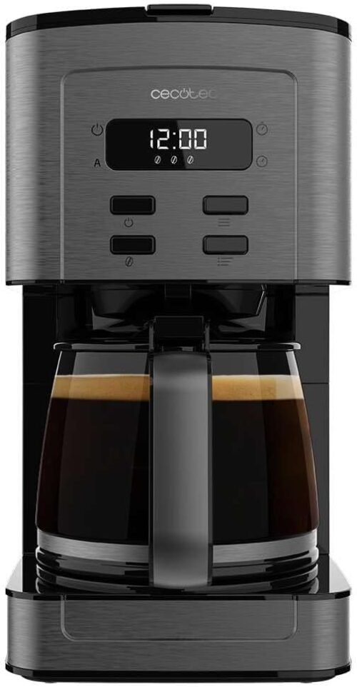 Cecotec Cafetière à Filtre Coffee 56 Time, 800W de Puissance, Programmez votre café, Inox, Écran LCD, Bec Anti-goutte, Capacité 1,3L pour 12 Tasses, Arrêt Automatique, Réservoir avec fenêtre