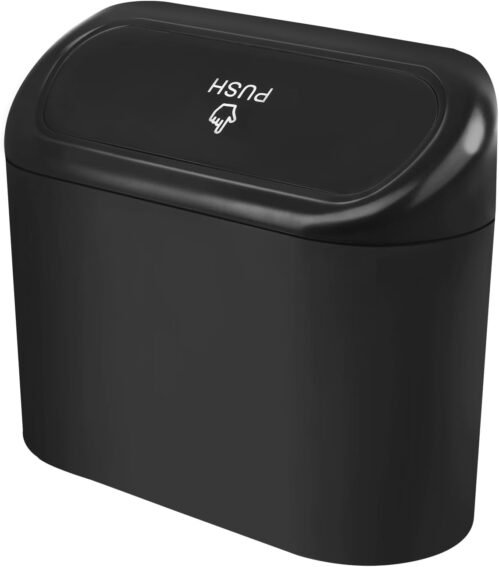 UKOFEW Petite Poubelle de Voiture, Poubelle de Voiture avec Couvercle, Poubelle de Voiture Étanche, Boîte de Rangement de Voiture Suspendue, pour Voiture, Maison, Bureau et Cuisine (Noir)