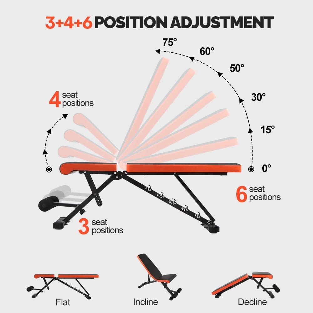 Banc de Musculation Pliable, Banc Musculation Complet Inclinable Réglable, Banc Abdominaux Entrainement Fitness Gymnastique à Domicile – Image 5