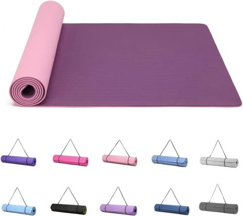 Good Nite Tapis de yoga de gymnastique et de pilates antidérapant pour femme 6 mm d’épaisseur avec sangle de transport TPE 183 x 61 x 0,6 cm