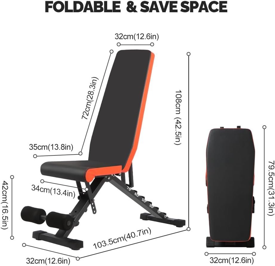 Banc de Musculation Pliable, Banc Musculation Complet Inclinable Réglable, Banc Abdominaux Entrainement Fitness Gymnastique à Domicile – Image 2