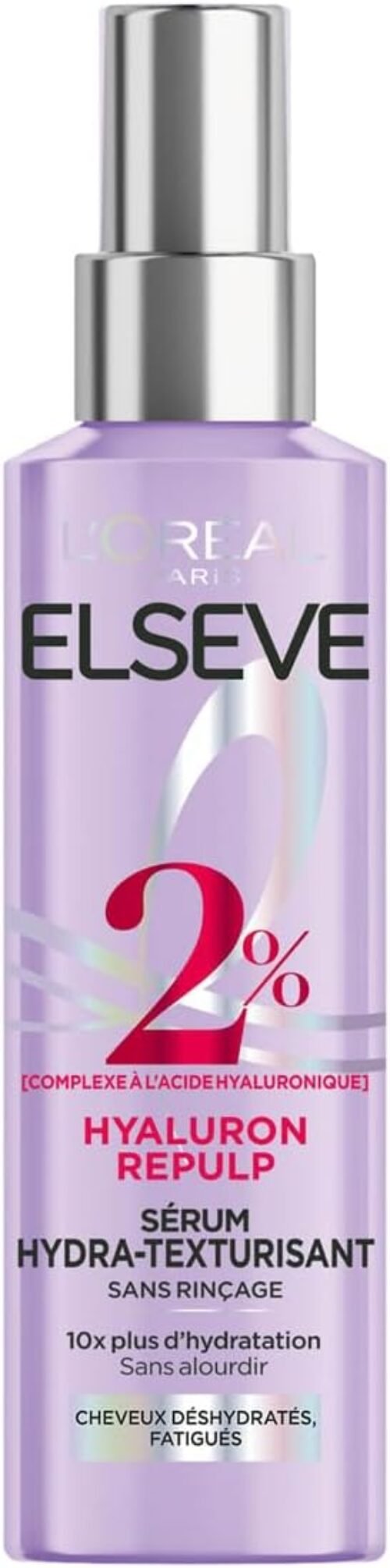 L’ORÉAL PARIS – Sérum Hydra-Texturisant pour Cheveux Déshydratés et Fatigués – Hydratation 72H – À l’Acide Hyaluronique – Elseve Hyaluron Repulp – 150 ml