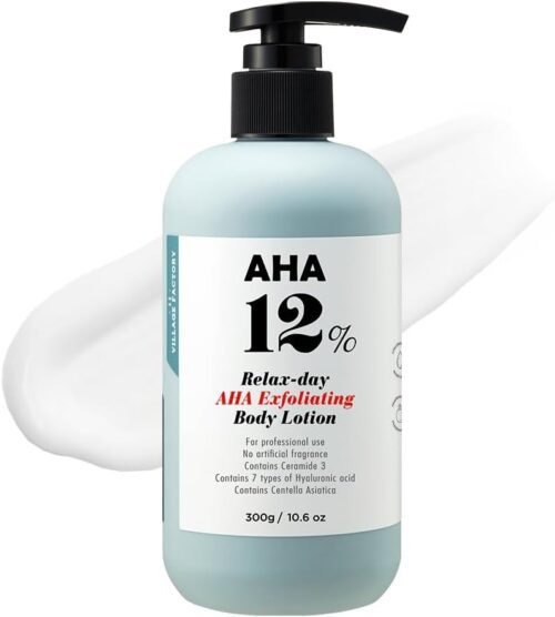 [VILLAGE11FACTORY] RELAX DAY AHA EXFOLIATING BODY LOTION (300 g) Soin coréen – Lotion Corps Exfoliante & Hydratante avec 12% d’Acide Glycolique – Elimine en douceur les cellules mortes