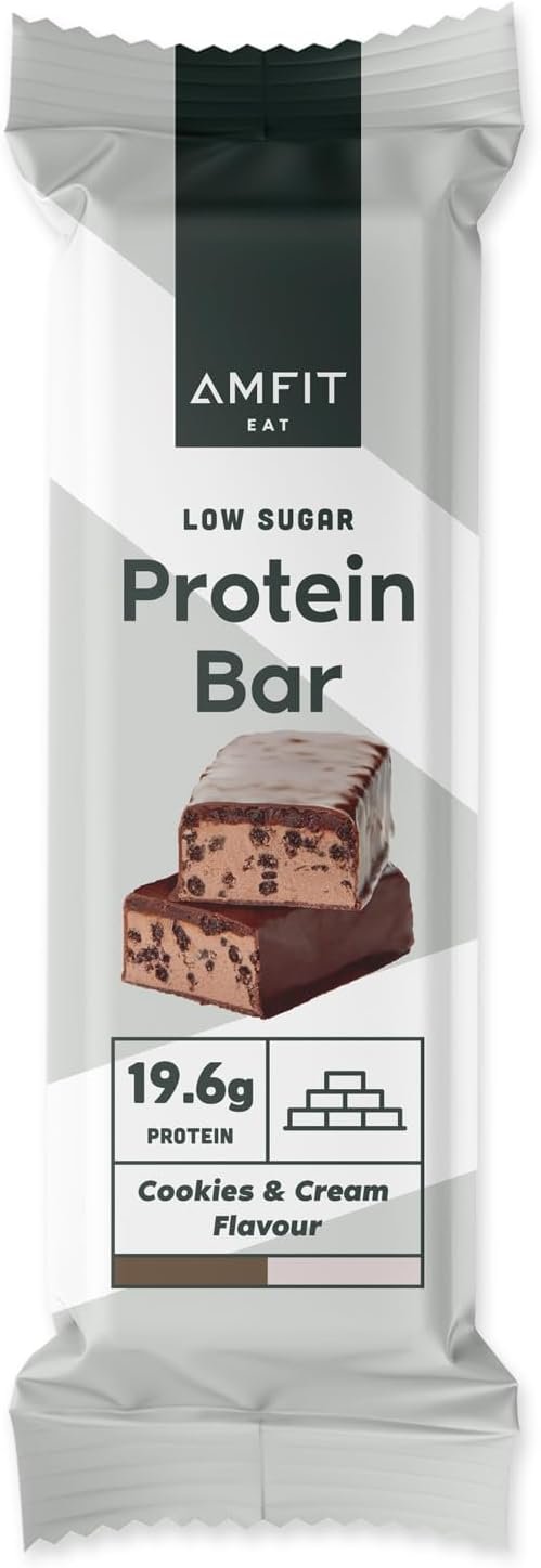 Marque Amazon – Amfit Nutrition Barres riches en protéines à faible teneur en sucre, saveur Biscuit et crème, 60g, lot de 12 – Image 2