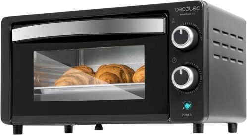 Cecotec Four de comptoir Bake&Toast 1090 Noir, 10 L, 1000 W, Minuteur 60 minutes, Température réglable jusqu’à 230ºC, plaque de cuisson, grille et une poignée avec des pinces.
