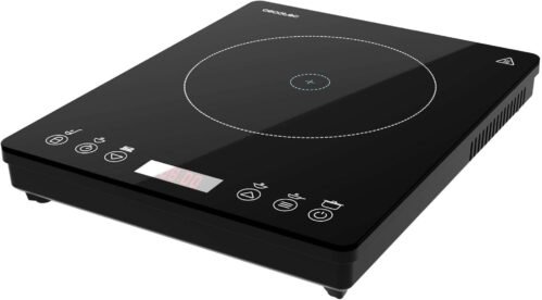 Cecotec Plaque à Induction Portable 1 Feu Full Magma Slim. Puissance de 2000W réglable sur 8 niveaux, design en verre haute résistance, écran tactile, minuterie, facile à nettoyer