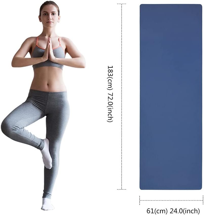 Oak & Tea Tapis de yoga épais antidérapant pour femme/homme, tapis d'exercice pour la salle de sport à la maison avec sangle de transport, tapis d'entraînement en TPE respectueux de l'environnement pour yoga, méditation, pilates 183 x 61 x 0,6 cm – Image 2