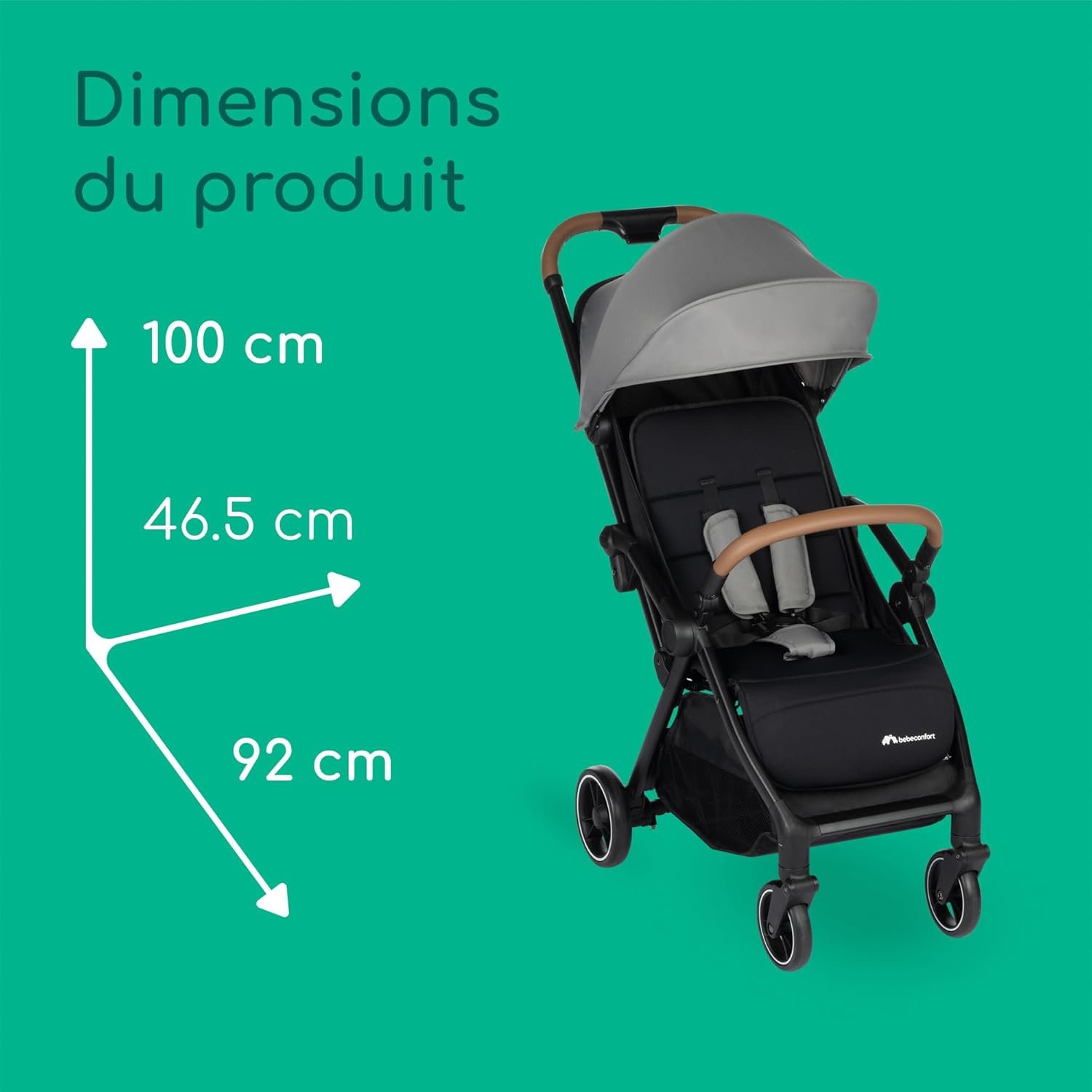 Bebeconfort Sunlite, poussette canne compacte, 0 à 4 ans (22 kg max.), légère (7,2 kg), position allongée, poussette compacte, inclinable d’une main, grand panier de rangement (5 kg), Tinted Grey – Image 9