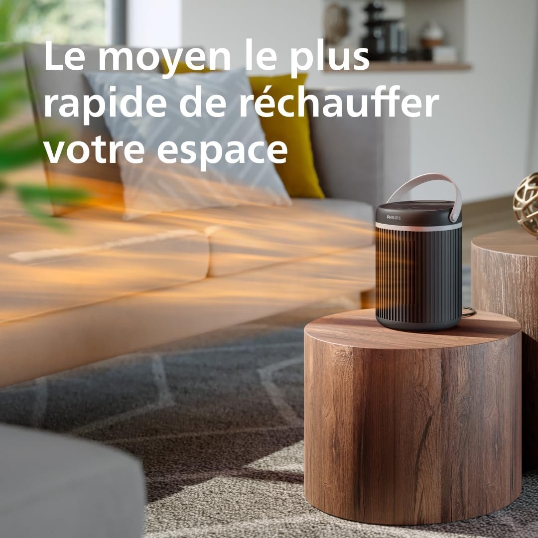 Radiateur soufflant connecté économe en énergie Philips série 3000 2000W, jusqu'à 50% d'économies d'énergie avec Eco AI, silencieux, 5 fonctions de sécurité, oscillation à 45°, gris foncé (CX3120/01) – Image 3