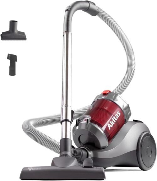Akitas 800W Aspirateur cylindrique Puissant sans Sac avec tête de buse Allemande Wessel Werk pour sols durs et Tapis