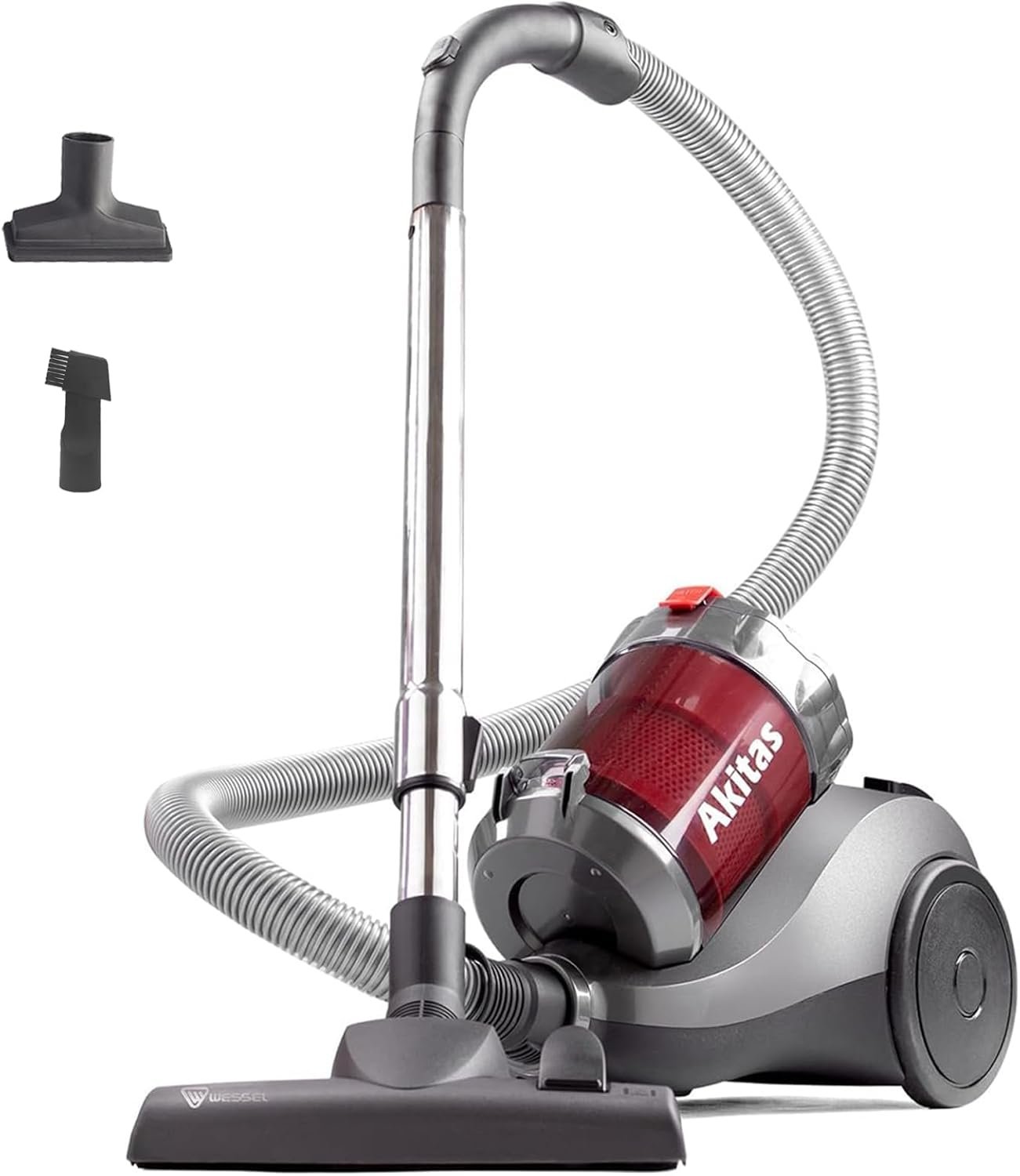 Akitas 800W Aspirateur cylindrique Puissant sans Sac avec tête de buse Allemande Wessel Werk pour sols durs et Tapis