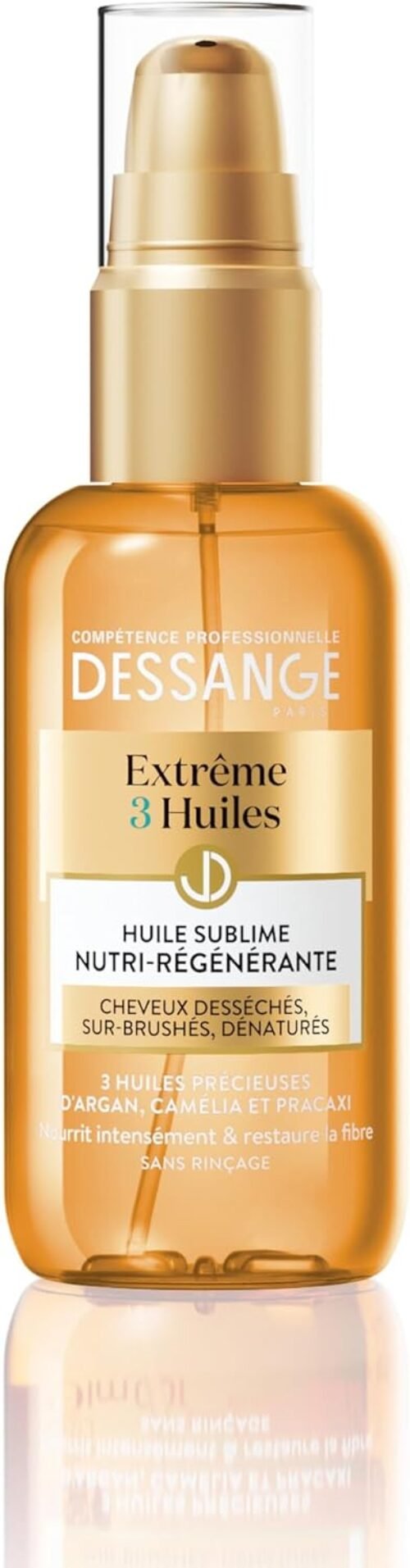 Dessange – Huile Sublime Nutri-Régénérante Extrême 3 Huiles – Formule Enrichie À L »Argan, Camélia & Pracaxi – Nourrit Intensément & Restaure – Pour Cheveux Desséchés – Sans Rinçage – 100 ml