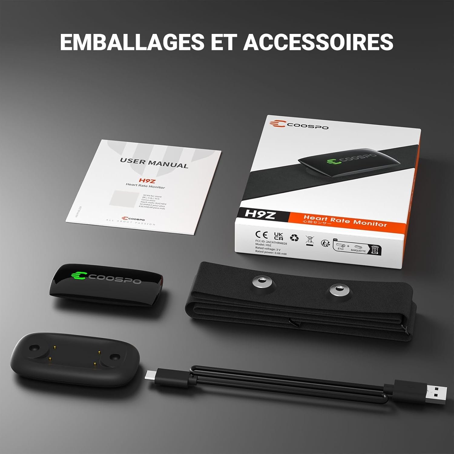 COOSPO Cardiofrequencemetre H9Z Rechargeable, Bluetooth 5.0 Ant+ Fitness Tracker HRM Capteur Fréquence Cardiaque, Étanche IP67 Ceinture Cardio Compatible avec Wahoo, Zwift, Strava, Elite HRV – Image 7