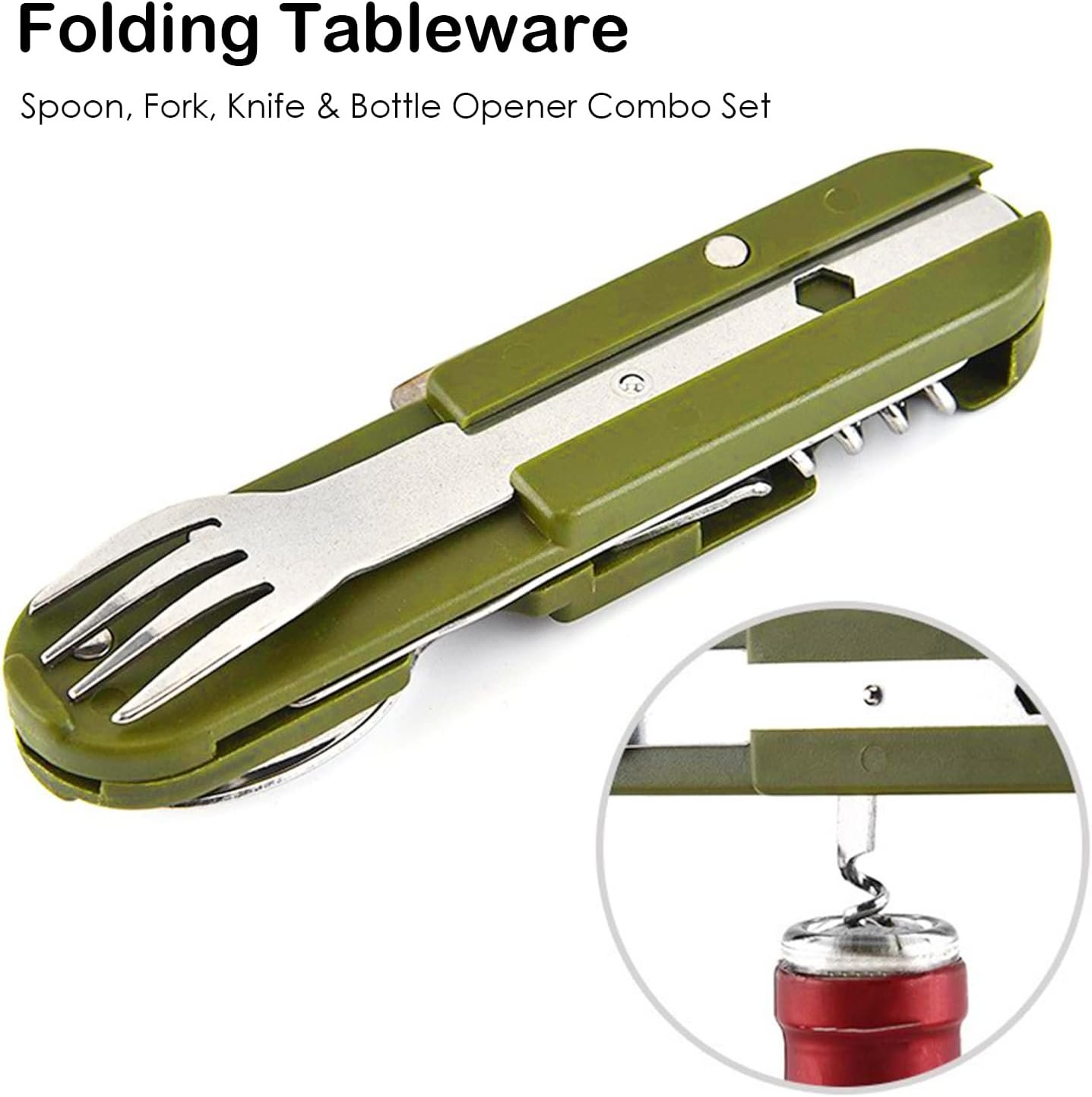 Couvert Couverts Camping Fourchettes Couteau Vaisselle Popote Bivouac Gadget Accessoires Materiel Pliable Kit pour Voyage, 5-en-1 Détachable – Image 4