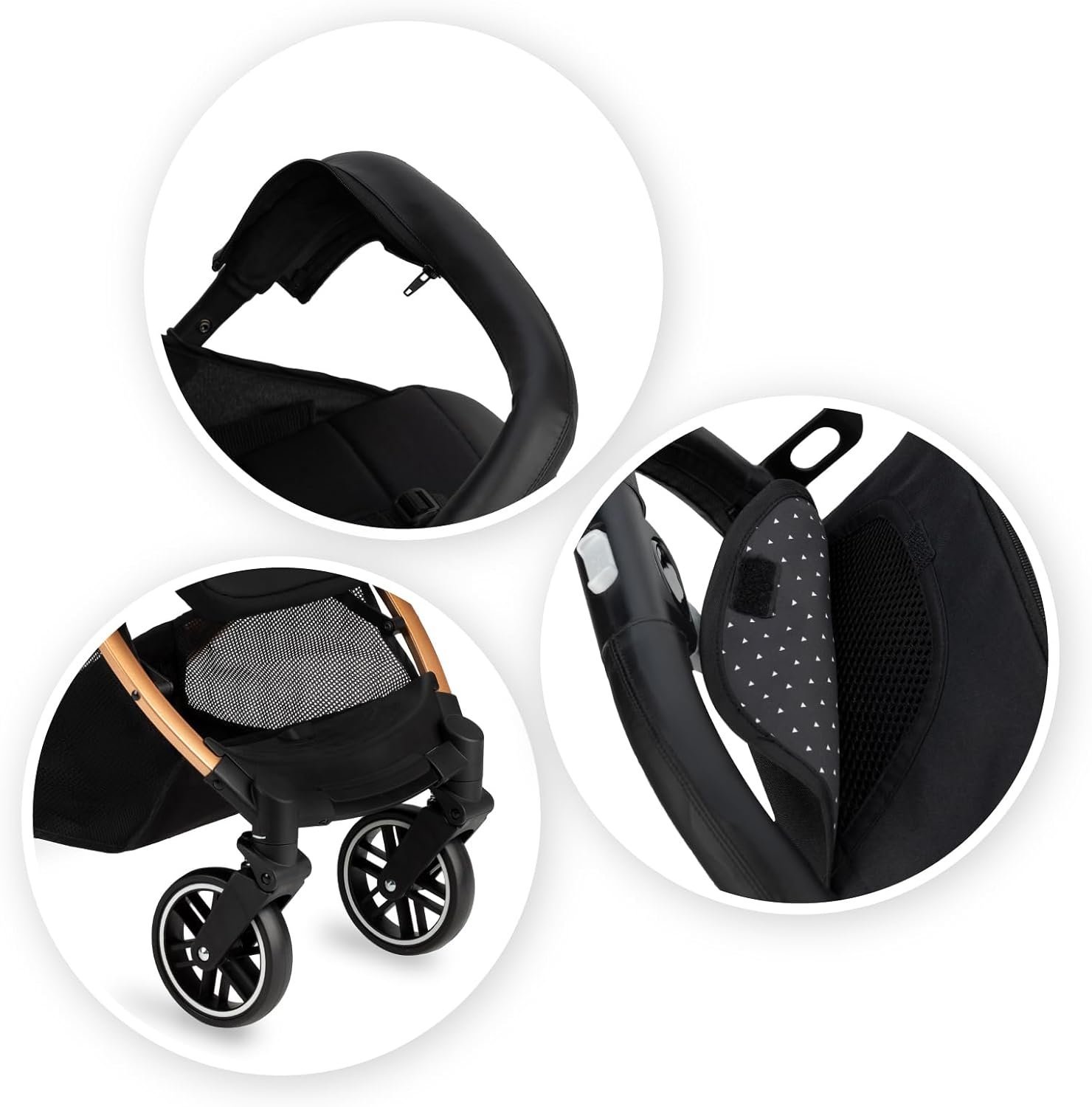 Poussette MoMi ESTELLE à partir de 6 mois (jusqu'à 15 kg), poussette pliante avec harnais de sécurité 5 points, panier de courses avec fonction de dépliage, poignée télescopique de traction – Image 20