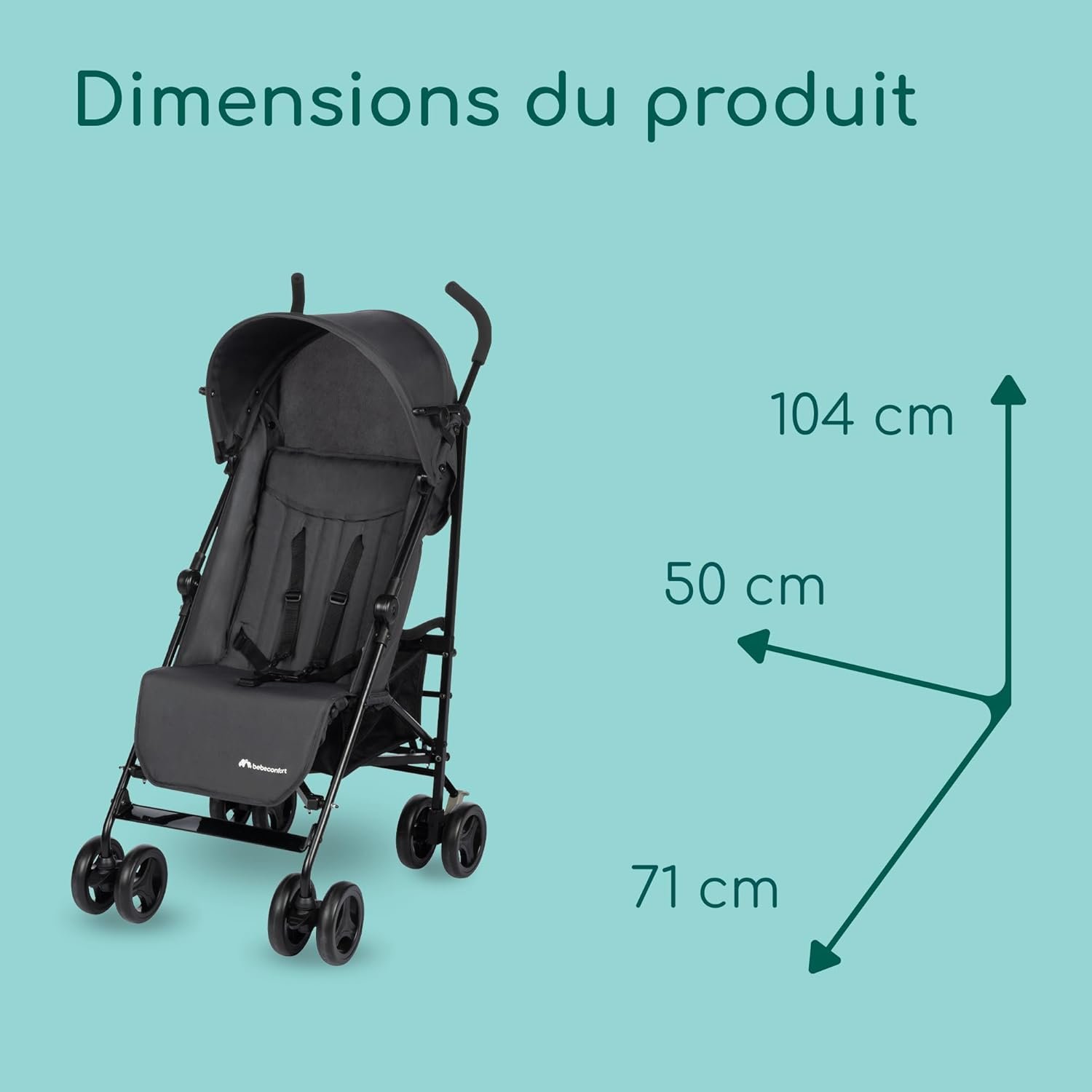 Bebeconfort Rainbow, Poussette Canne Multipositions, Compacte et Légère, de 6 mois à 4 ans, jusqu'à 22 kg, Mineral Graphite (gris) – Image 6