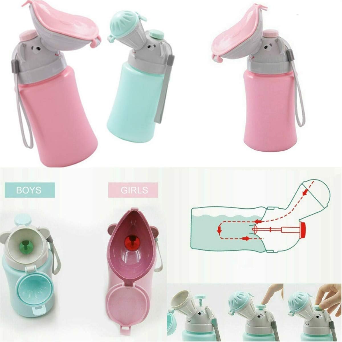 500ML Portable Bébé Enfant Potty Urinoir d'urgence Pot de Toilette pour Camping Car Voyage et Formation Kid Potty Pee – Image 2