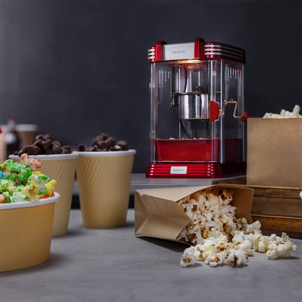 Cecotec Machine à popcorn électrique Fun&Taste P'Corn Classic. Machine à popcorn, 300 W, Design rétro, Pot en acier inoxydable de 500 ml, Plateau amovible, Lumière intérieure, Cuillère doseuse – Image 8