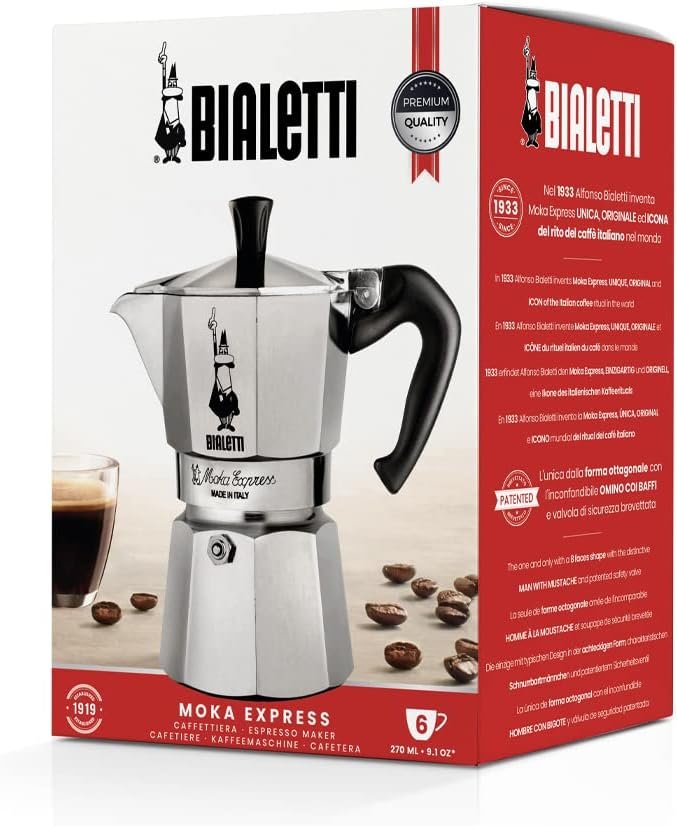 Bialetti - Moka Express: La Cafetière Expresso Iconique, Le Vrai Café Italien, Cafetière 6 Tasses (270 Ml), Aluminium, Argenté – Image 6