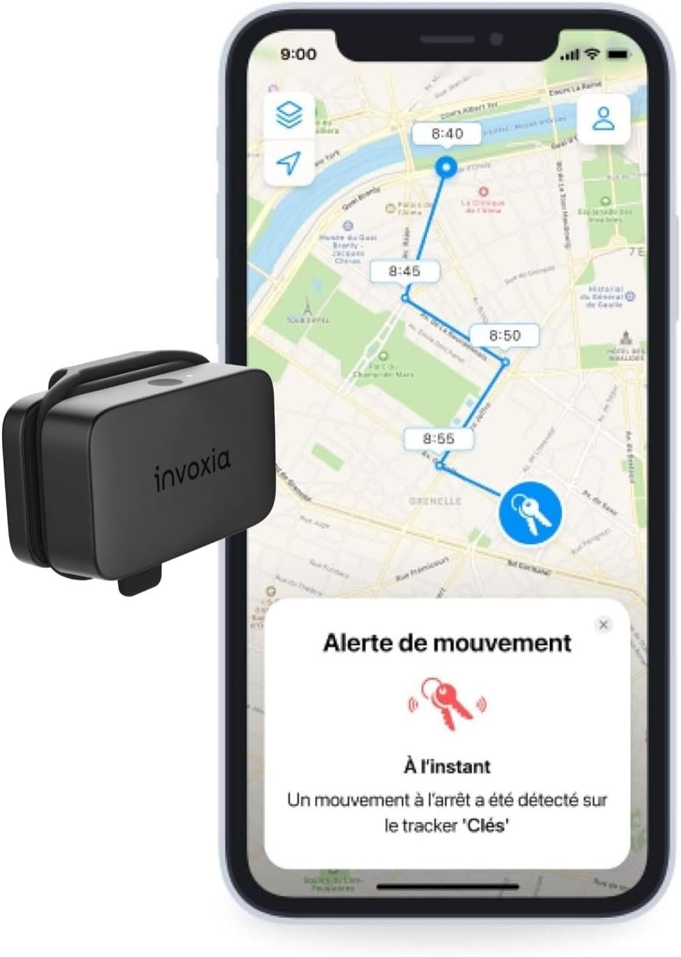 Invoxia Mini Tracker GPS - Petit traceur GPS avec 3 mois d'autonomie - 3 ans d'abonnement inclus