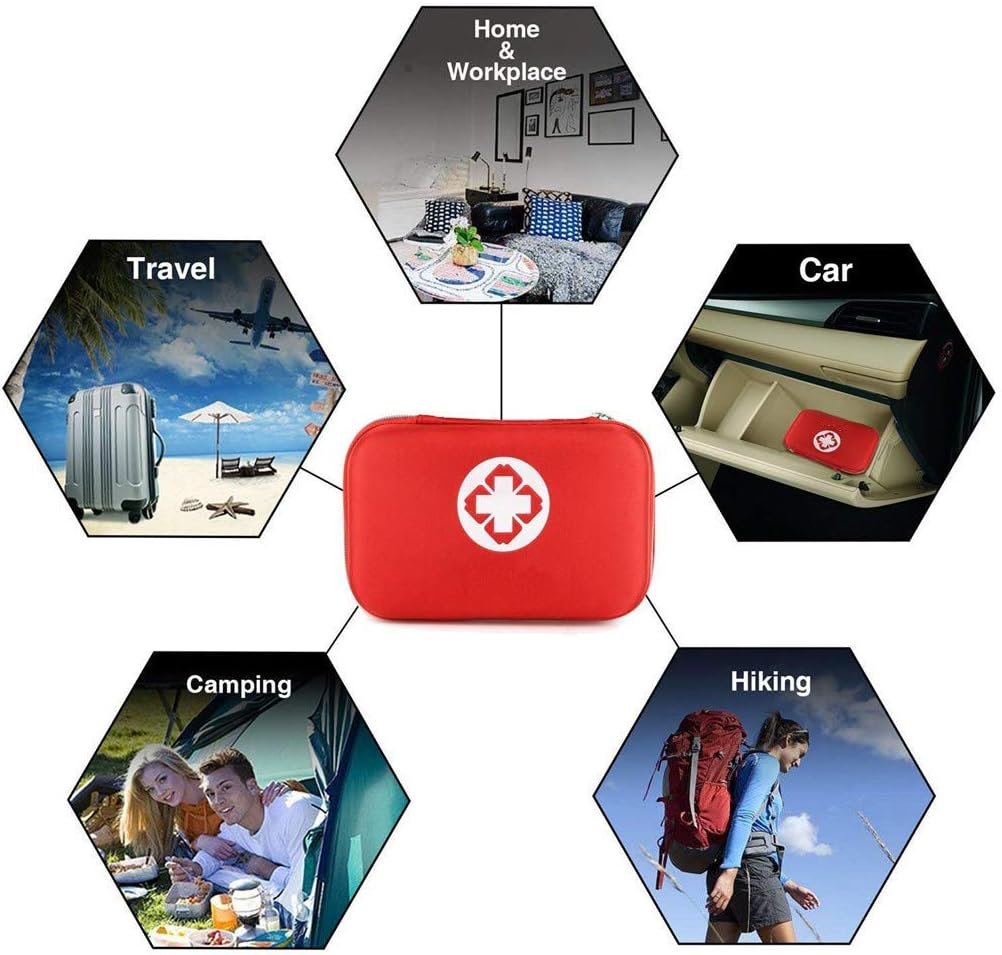 zimohe Trousse de Premier Secours, Mini Boîte Médical, Complète pour la Voiture, Voyage, Bureau, Randonnée, Sport, Maison, Entreprise (Rouge) – Image 7