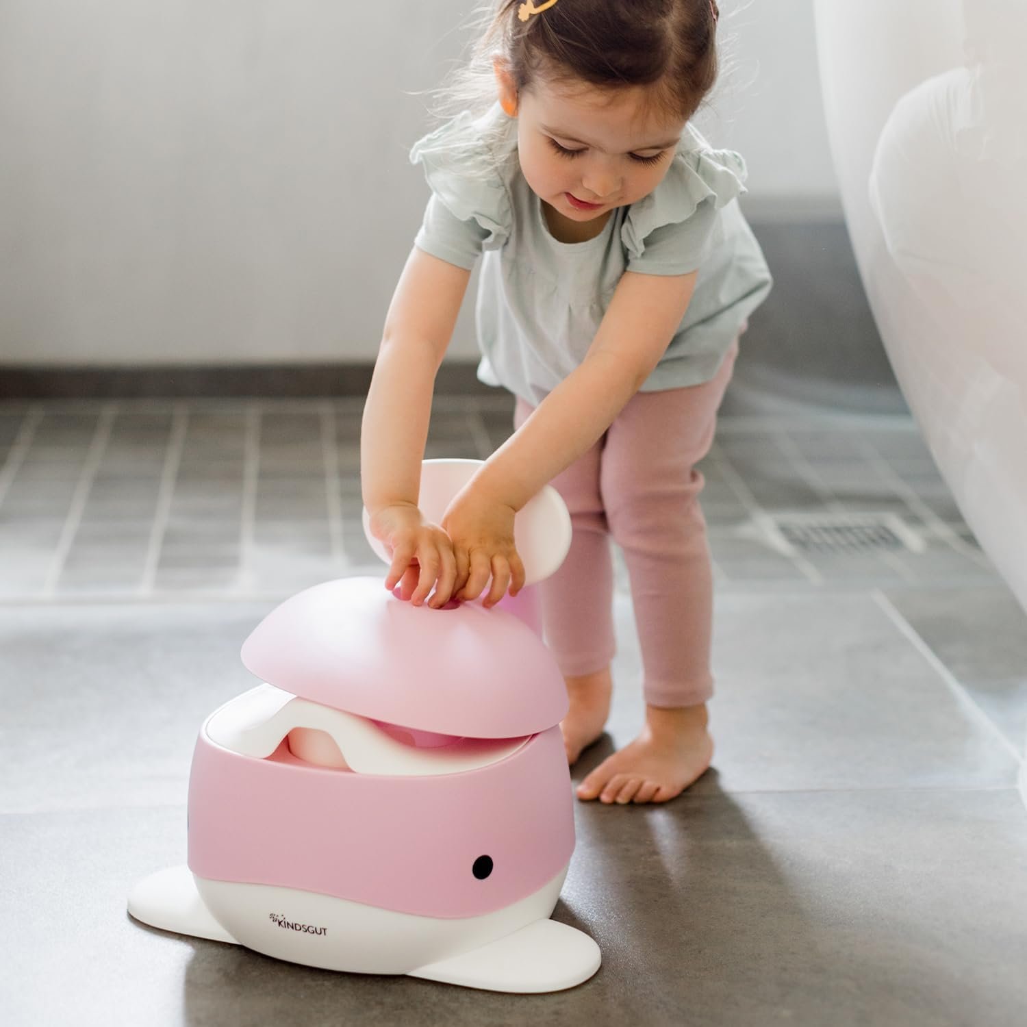 Kindsgut Pot pour bébé, Design de Baleine adapté aux Enfants et Couleurs discrètes, Toilette Enfant pour l'apprentissage de la propreté, rose pâle – Image 3