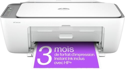 HP DeskJet 2820e Imprimante tout en un – Jet d’encre couleur – 3 mois d’Instant Ink inclus avec HP+ (Photocopie, Scan, Impression, Wifi)