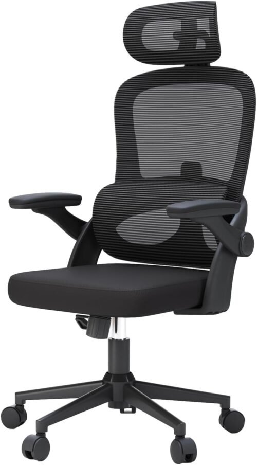 SIHOO M102C Chaise de Bureau, Chaise Ergonomique Fauteuil de Bureau Dossier Haut, Chaise de Bureau Grande et Haute avec accoudoirs rabattables, Soutien Lombaire réglable, Chaise avec appuie-tête，Noir