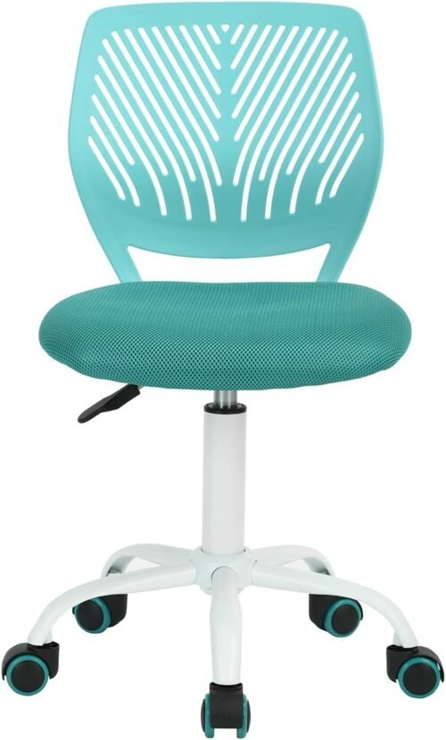 FurnitureR Colourful Chair, Siège D’ordinateur Moderne et Réglable, Chaise de Travail Pivotante sans Accoudoir, Salle D’étude pour Enfants, Chaise de Bureau à Domicile Chaise de Travail, Turquoise