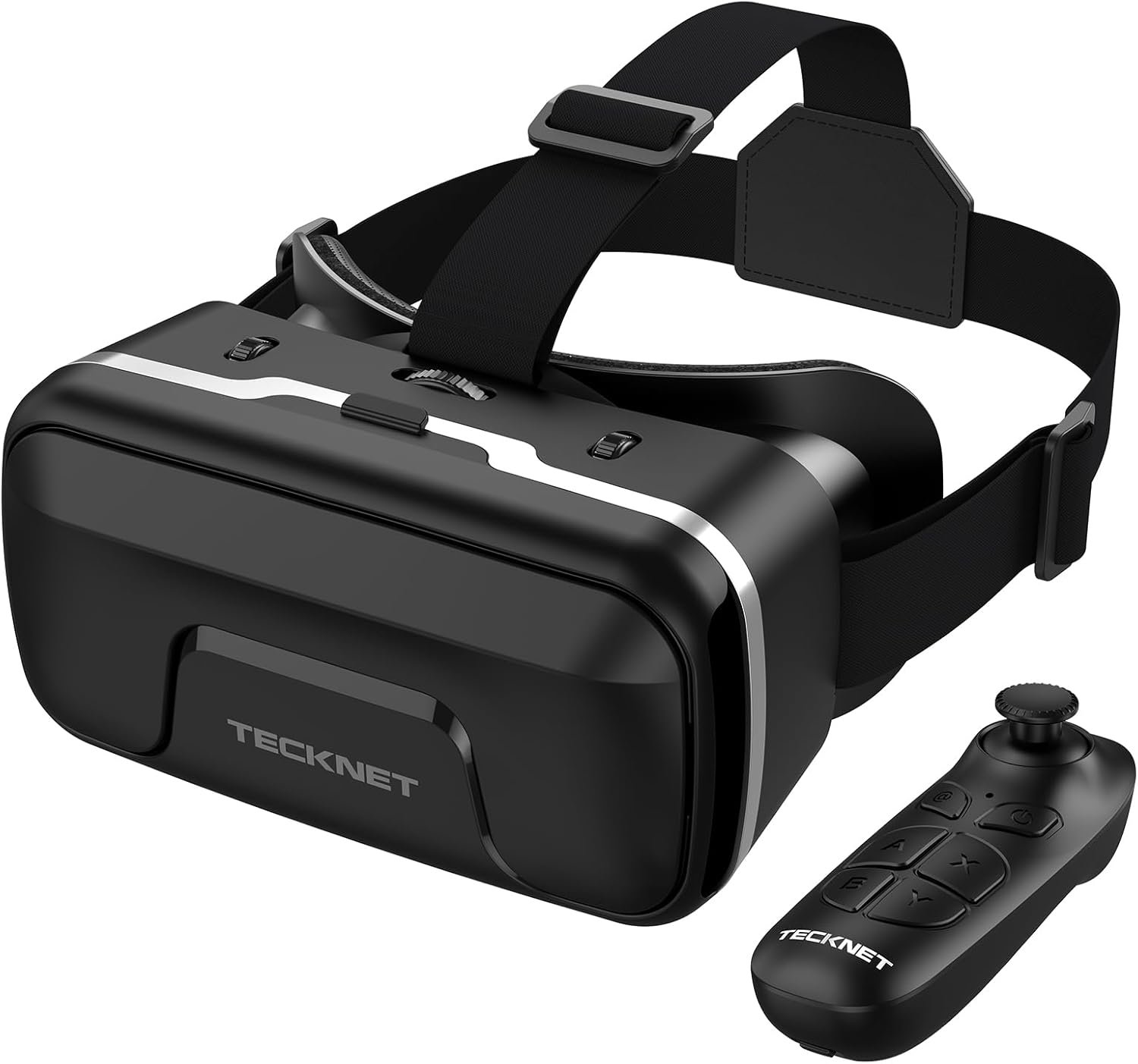 TECKNET Lunettes de réalité virtuelle 3D pour téléphone portable avec poignée, FOV HD 110°, anti-lumière bleue et vitesses réglables, lunettes VR confortables pour iPhone, smartphones Samsung de 4,7 à
