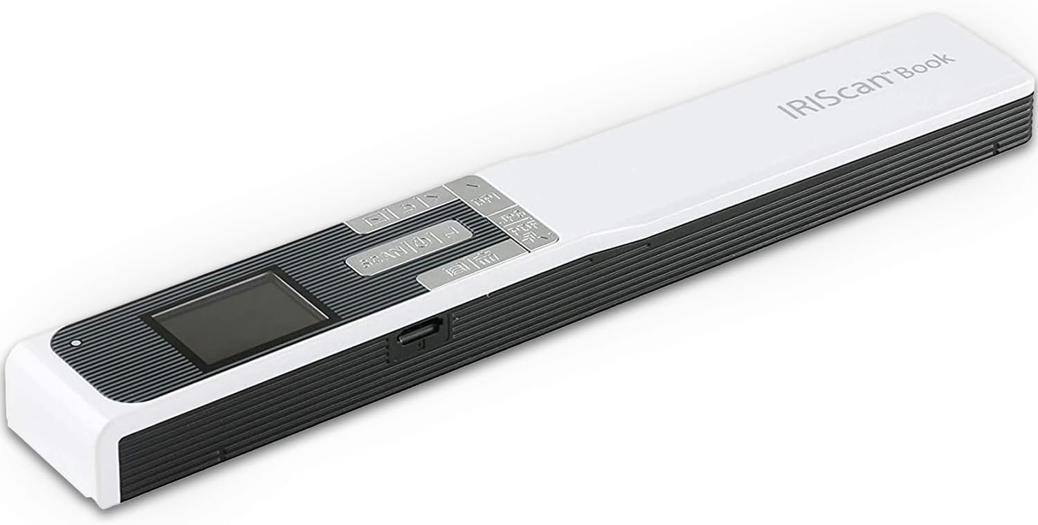 IRIScan Book regle Scanner Portable Batterie sans Fil – v5 : Scanner Document,Scanner a4,éditeur PDF Gratuit, numérisation vers Word, PDF, XLS, Carte SD, numérisation Via USB, Win Mac