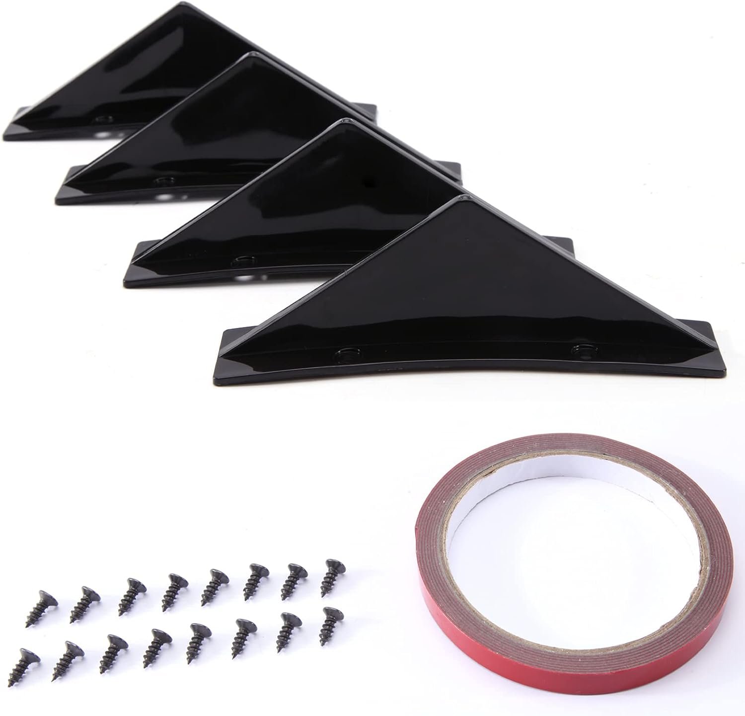 JMTBNO 4 Pièces Aileron de Pare-chocs Arrière de Voiture Universel Brillant Noir Auto Pare-chocs Arrière Lèvre Diffuseur Spoiler de Requin Arrière Forme Arquée Séparateur Accessoires – Image 7