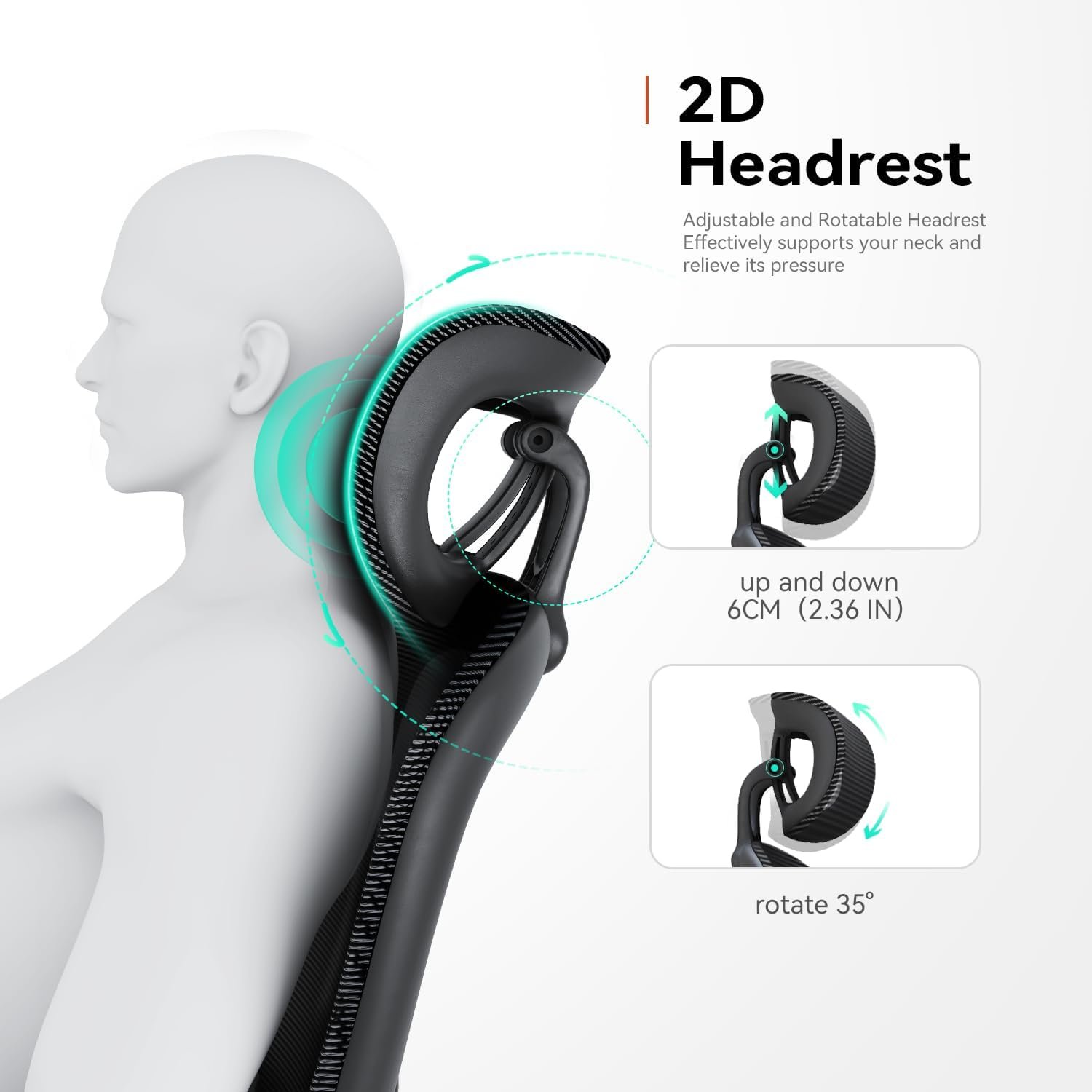 SIHOO M102C Chaise de Bureau, Chaise Ergonomique Fauteuil de Bureau Dossier Haut, Chaise de Bureau Grande et Haute avec accoudoirs rabattables, Soutien Lombaire réglable, Chaise avec appuie-tête,Noir – Image 6