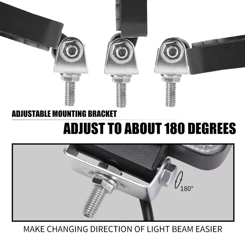 Kraumi 4 X 48W Phare de Travail à led, Projecteur Carré 12V 24V Phares Longue Portee led IP67 Spot Flood Lumière de recul pour Voiture Camion Tracteur SUV Bateau(4 PCS) – Image 4