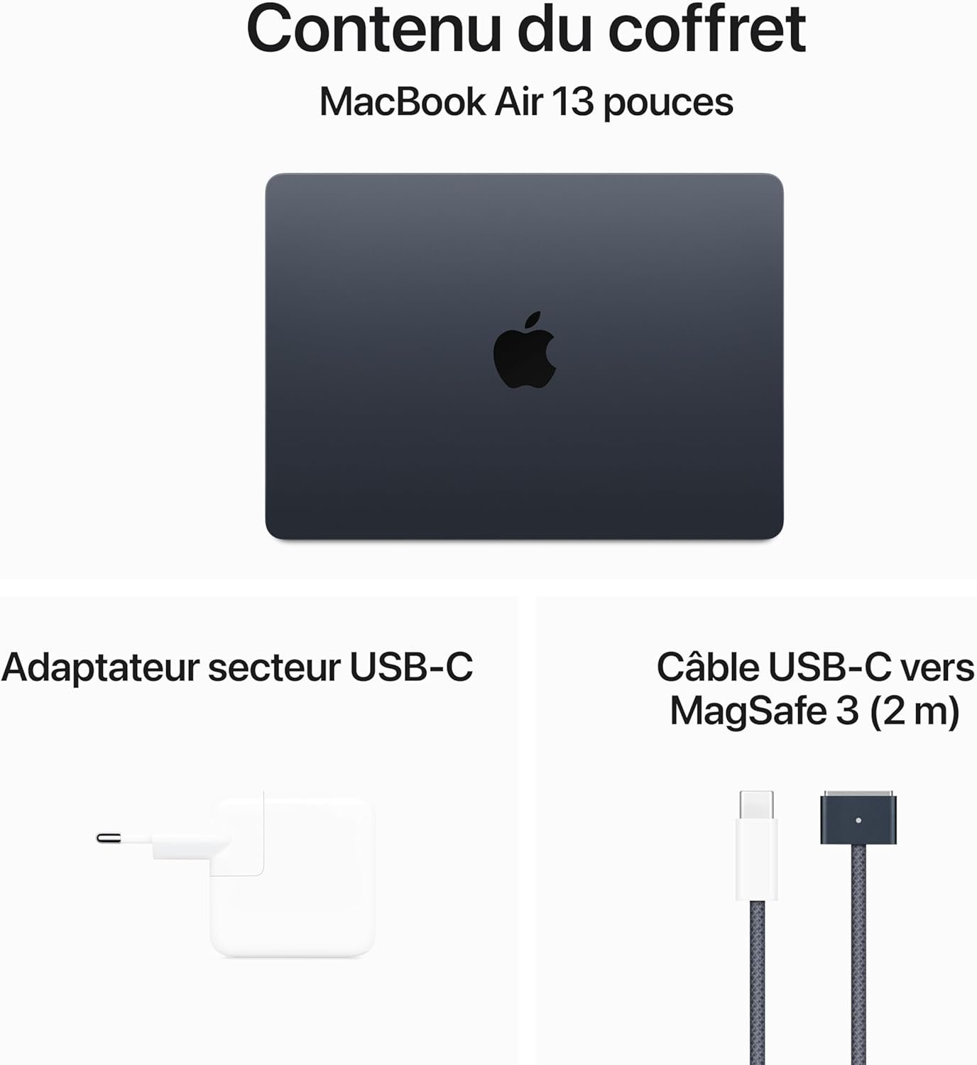 Apple Portable MacBook Air 13 Pouces avec Puce M3 : écran Liquid Retina 13,6 Pouces, 16 Go de mémoire unifiée, 256 Go de Stockage SSD, Clavier rétroéclairé, caméra FaceTime HD 1080p. Minuit – Image 6