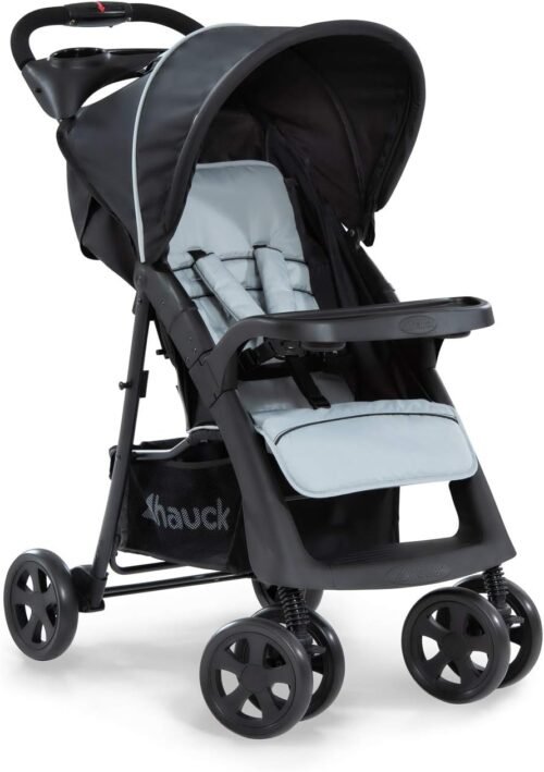 hauck Poussette Compacte Citadine Shopper Neo II, Pliable d’une Main, de la Naissance à 22 kg, Dossier Inclinable, Inclus 2 Porte Gobelet, Grand Panier Jusqu’à 3 kg, Caviar Silver