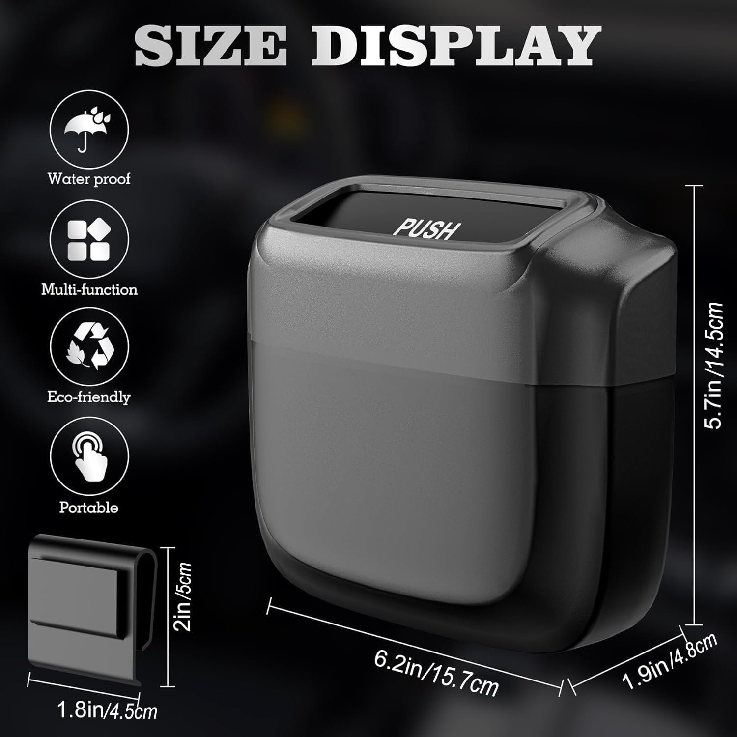 Einesin Amélioré Petite Poubelle de Voiture étanches, Sac Poubelle Intégré Encastré, Étanche, Boîte de Rangement Suspendue Portable(2 Rouleaux de Sacs poubelles) (1) – Image 2