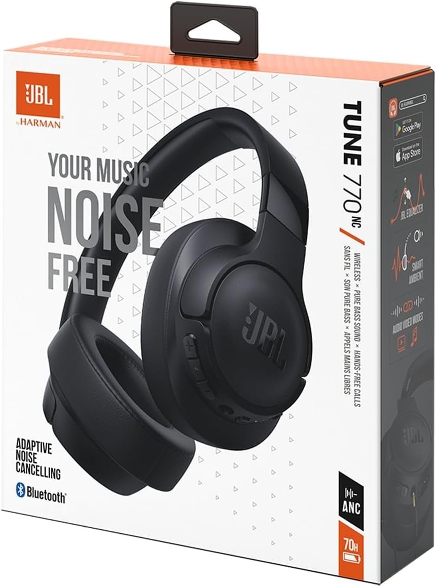 JBL Tune 770NC Casque supra-auriculaire sans fil, autonomie jusqu'à 70 h, Réduction de Bruit Adaptative, Smart Ambient, noir – Image 9