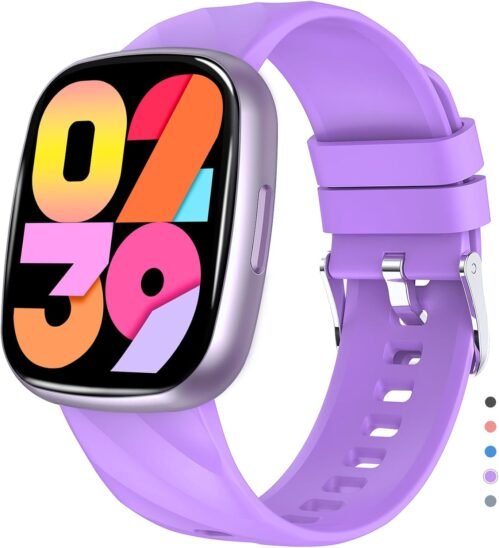 PTHTECHUS Fitness Tracker Montre pour Enfants, Montre Intelligente étanche IP67, 100 Modes de Sport, Jeux, Podomètre, Moniteur de Sommeil, Cadeau pour Filles Garçons Adolescents 6-12