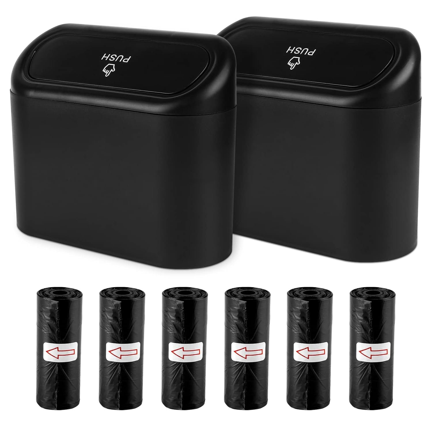 Poubelle de voiture - Avec 120 sacs poubelle de voiture - Petite poubelle multifonction avec couvercle - Boîte de rangement suspendue pour voiture, maison, bureau, cuisine