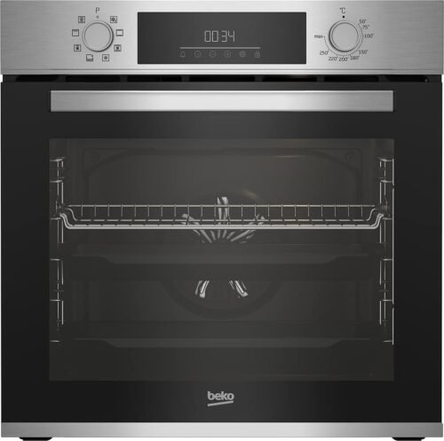 Beko BBIM12300XCE Four encastrable – 72L, 8 fonctions de cuisson, Écran LED, Porte robuste, Dimensions : H 59,5 x l 59,4 x P 56,7 cm, Noir, Classe A+