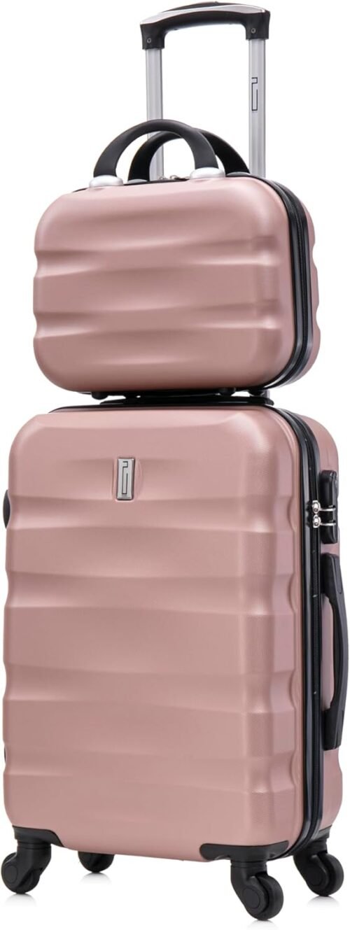 CELIMS – Set Valise Cabine avec Vanity/Trousse de Toilette | Bagages Cabine | Valise Cabine 55 x 35 x 20 cm | Valise avec Vanity | Rose Gold