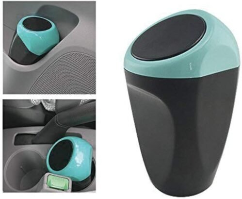 MRCARTOOL Mini poubelle de voiture peut en plastique des déchets poubelle 16x8CM poubelle conteneur de stockage pour l’intérieur de la voiture/bureau/maison(Poubelle Blue-Mini)
