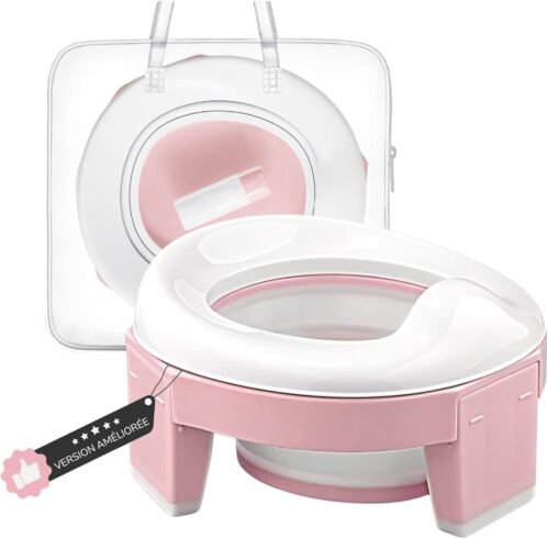 HuBorns – Pot Bebe Toilette Portable, Pot Pliable Enfant Voyage, Petit Pot Bébé Wc Facile à Transporter, Rehausseur Toilette Bebe pour l’Apprentissage des Toilettes