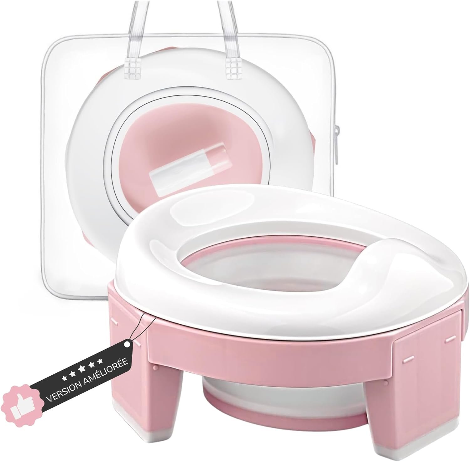 HuBorns - Pot Bebe Toilette Portable, Pot Pliable Enfant Voyage, Petit Pot Bébé Wc Facile à Transporter, Rehausseur Toilette Bebe pour l'Apprentissage des Toilettes