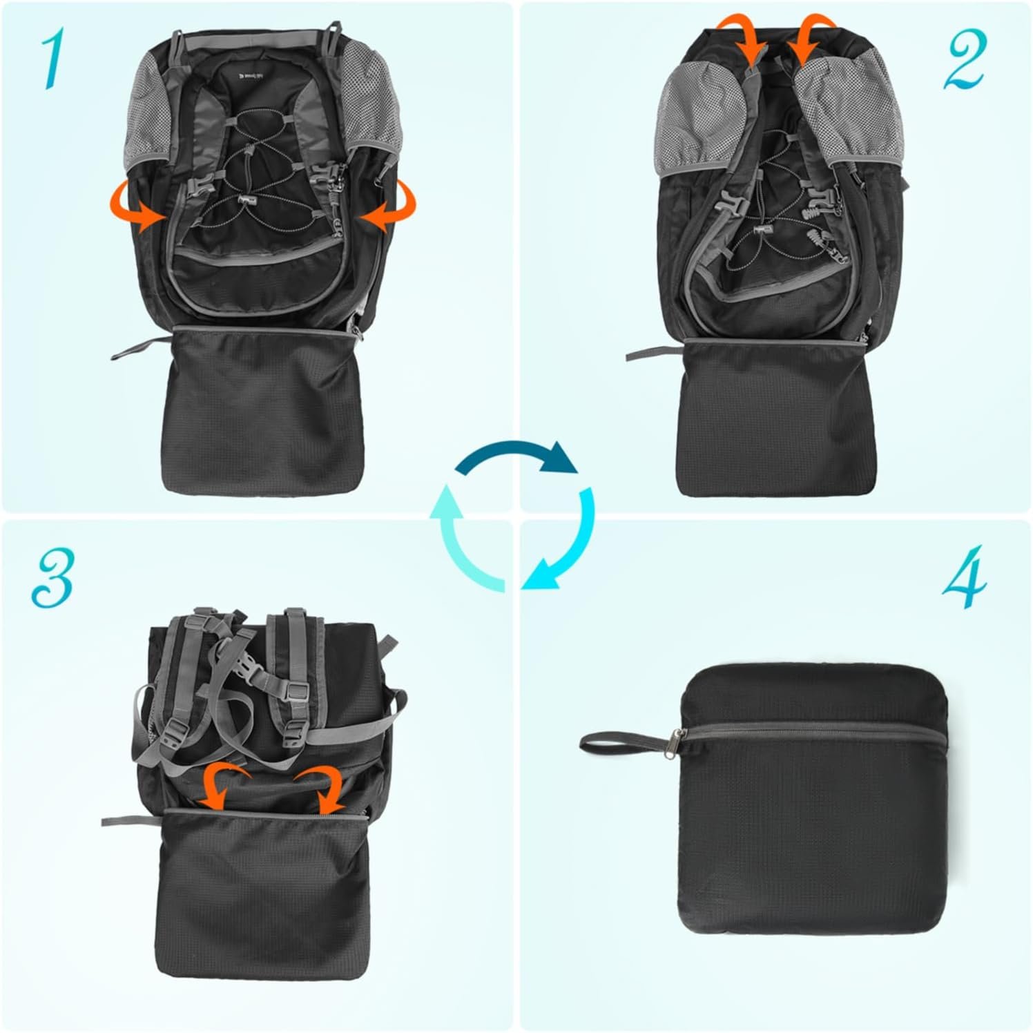 RAINSMORE Sac à Dos Randonnée 40L Ultra Léger Pliable Sac à Dos Voyage Homme Femme Imperméable Sac à Dos Trekking Grande Capacité pour Alpinisme Escalade Sport Camping – Image 7