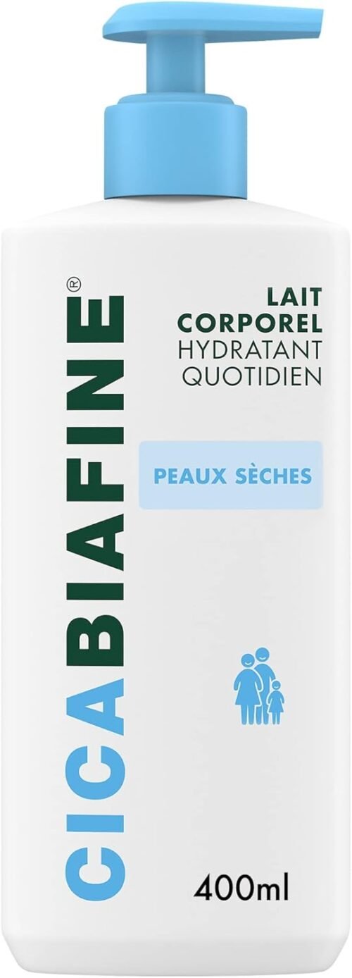Cicabiafine | Lait Corporel Hydratant Quotidien (flacon-pompe de 400 ml) – Lait corps pour peaux sèches – Lait soin pour une hydratation immédiate