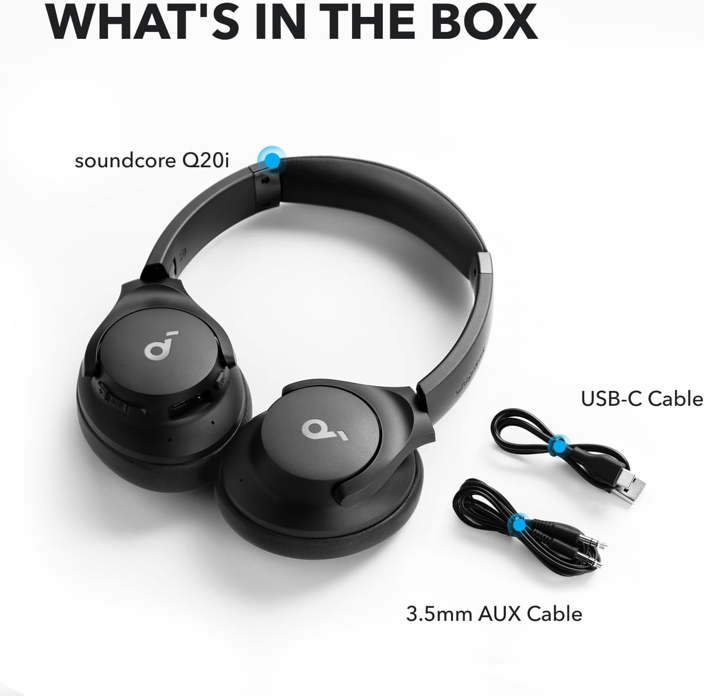 Soundcore Q20i Casque Bluetooth sans fil reducteur de bruit hybride active by Anker, Casque Over Ear, jusqu'à 40 Heures d'autonomie en mode ANC, Hi-Res Audio, Basses Profondes,Personnalisation via App – Image 8